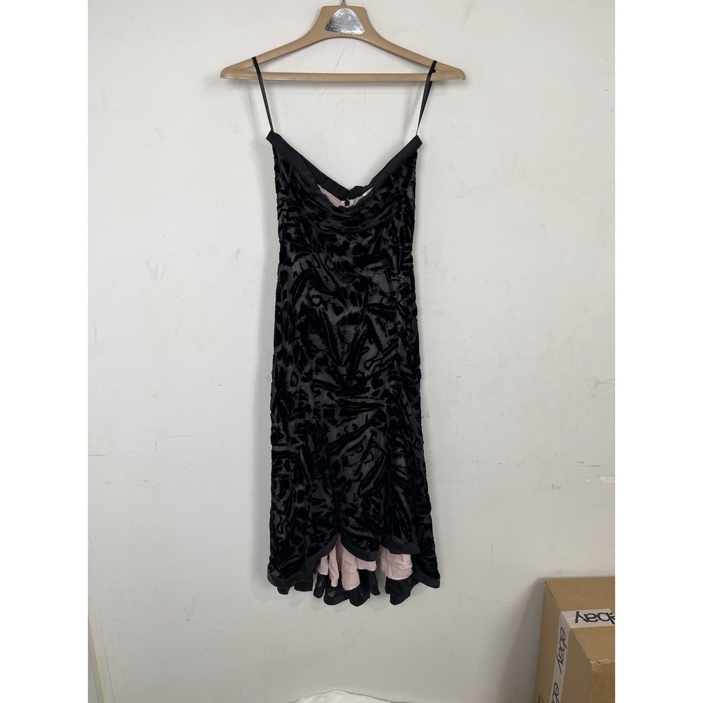 Diane Von Furstenberg Dress 2 Velvet Burnout Fairy Gothic Witchy Strapless Black